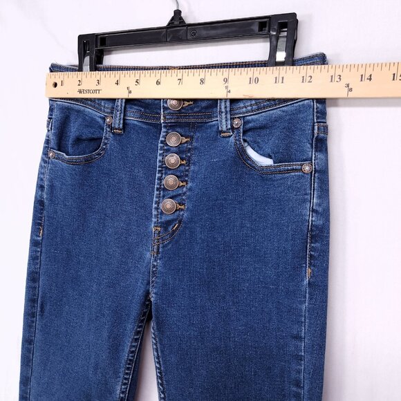 Free People Jeans Womens 25 Blue Denim Bootcut Button Fly Mid Wash - Picture 7 of 13